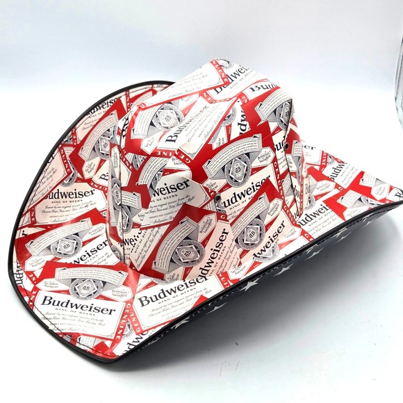 Budweiser Other - Budweiser‎ Bud Cowboy Cowgirl Cardboard Beer Box Hat Red White Blue Stars
